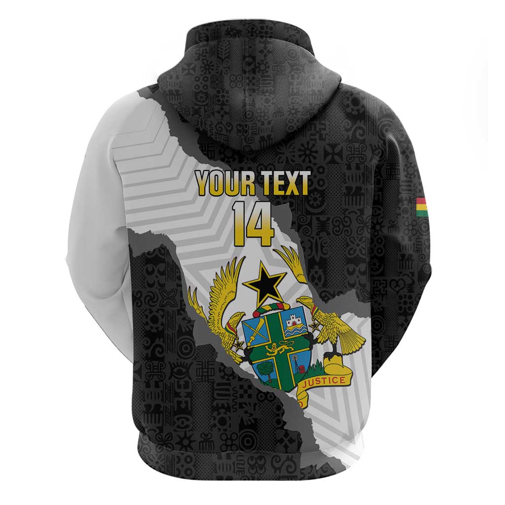 Custom Ghana Football Hoodie 2026 Go Black Stars Black Adinkra Pattern - African Pride