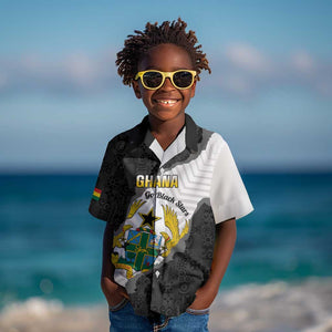 Custom Ghana Football Kid Hawaiian Shirt 2026 Go Black Stars Black Adinkra Pattern LT14