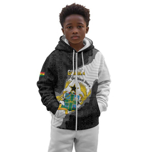 Custom Ghana Football Kid Hoodie 2026 Go Black Stars Black Adinkra Pattern - African Pride