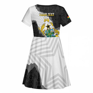Custom Ghana Football Kid Short Sleeve Dress 2026 Go Black Stars Black Adinkra Pattern LT14
