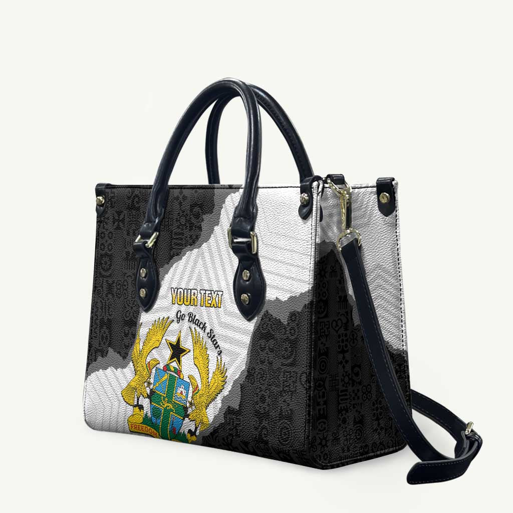 Custom Ghana Football Leather Bag 2026 Go Black Stars Black Adinkra Pattern - African Pride
