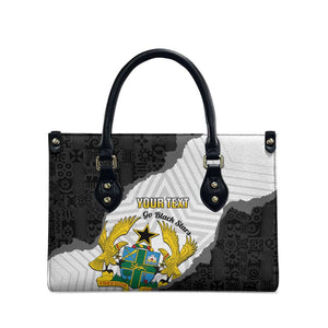 Custom Ghana Football Leather Bag 2026 Go Black Stars Black Adinkra Pattern - African Pride
