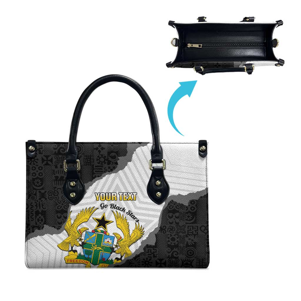 Custom Ghana Football Leather Bag 2026 Go Black Stars Black Adinkra Pattern - African Pride
