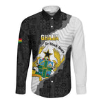 Custom Ghana Football Long Sleeve Button Shirt 2026 Go Black Stars Black Adinkra Pattern - African Pride