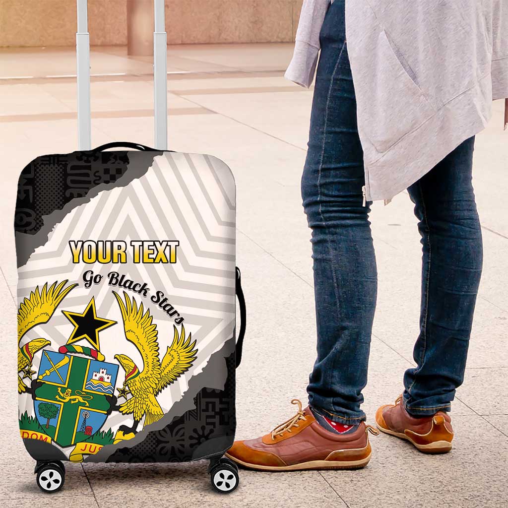 Custom Ghana Football Luggage Cover 2026 Go Black Stars Black Adinkra Pattern - African Pride