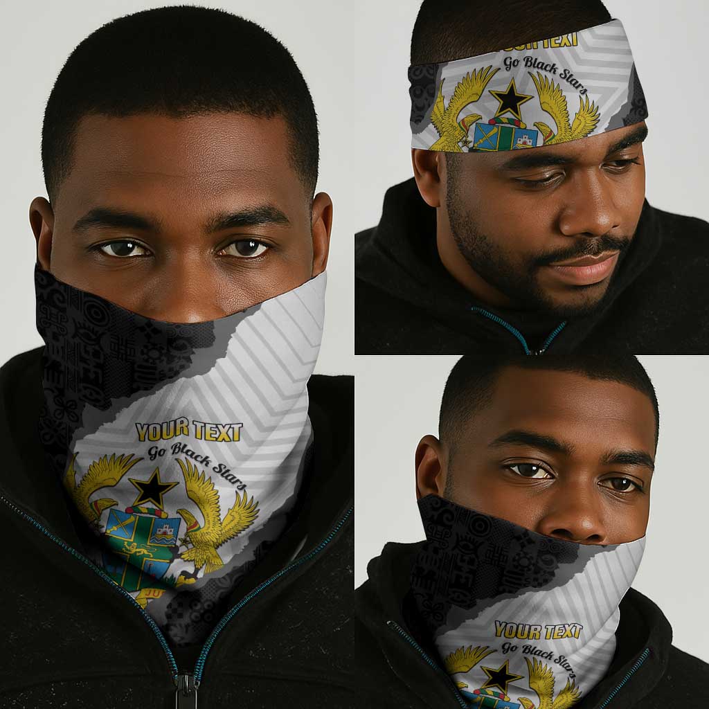 Custom Ghana Football Neck Gaiter 2026 Go Black Stars Black Adinkra Pattern - African Pride