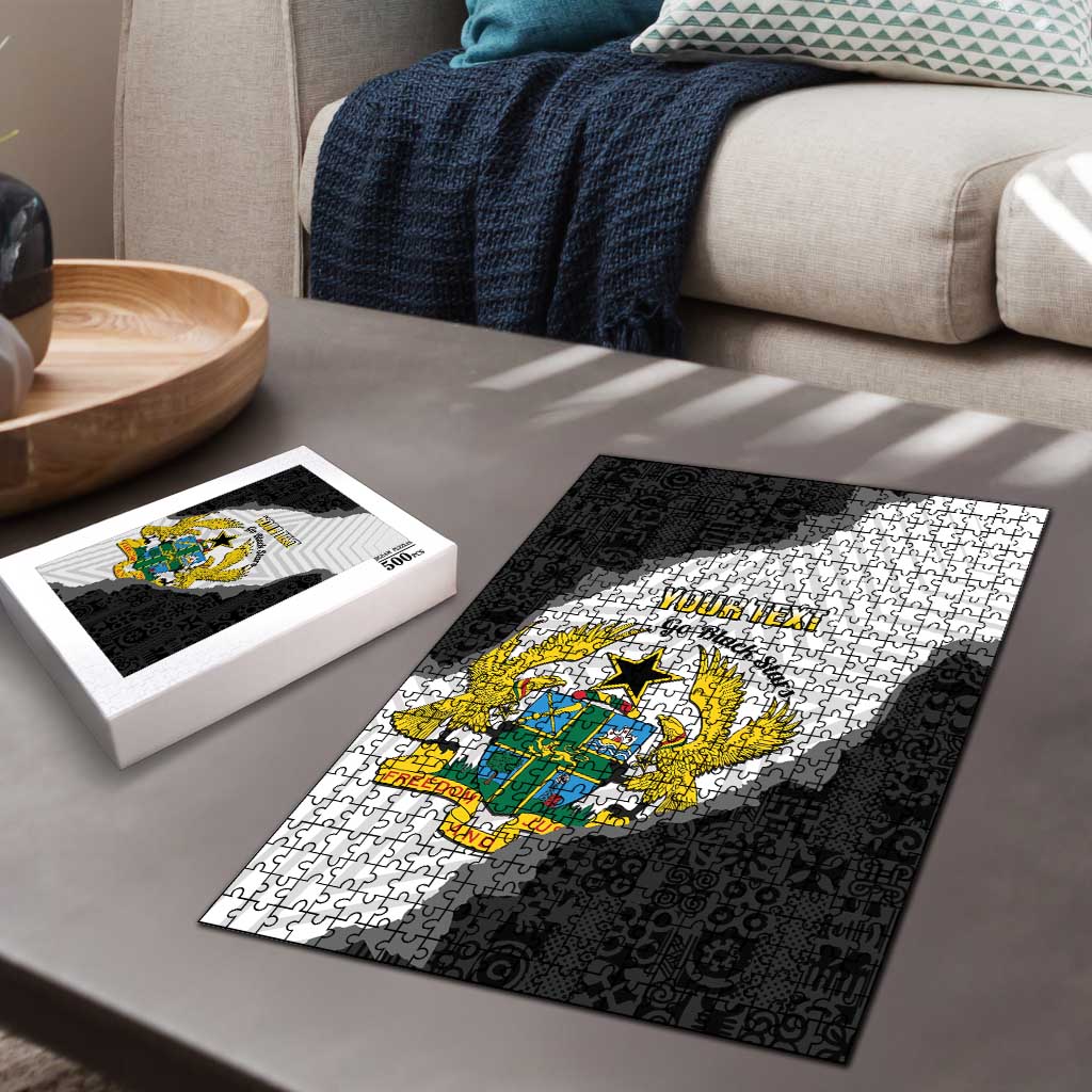 Custom Ghana Football Puzzle 2026 Go Black Stars Black Adinkra Pattern - African Pride