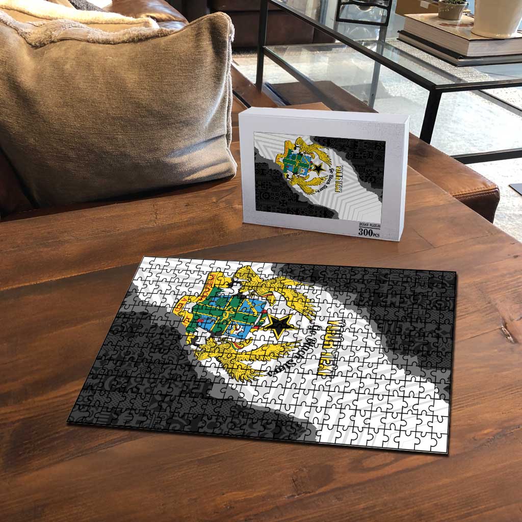 Custom Ghana Football Puzzle 2026 Go Black Stars Black Adinkra Pattern - African Pride