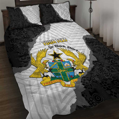 Custom Ghana Football Quilt Bed Set 2026 Go Black Stars Black Adinkra Pattern - African Pride