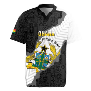 Custom Ghana Football Rugby Jersey 2026 Go Black Stars Black Adinkra Pattern LT14