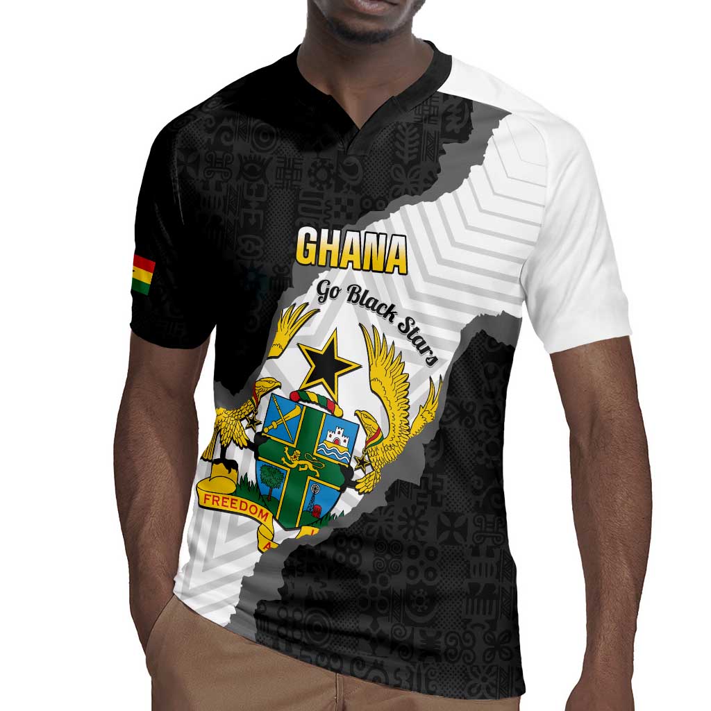 Custom Ghana Football Rugby Jersey 2026 Go Black Stars Black Adinkra Pattern LT14