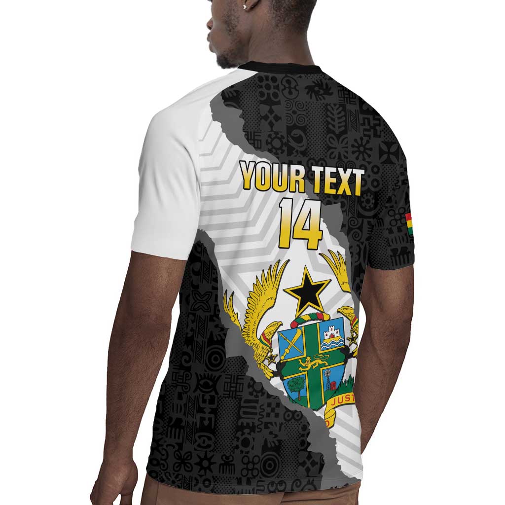Custom Ghana Football Rugby Jersey 2026 Go Black Stars Black Adinkra Pattern LT14