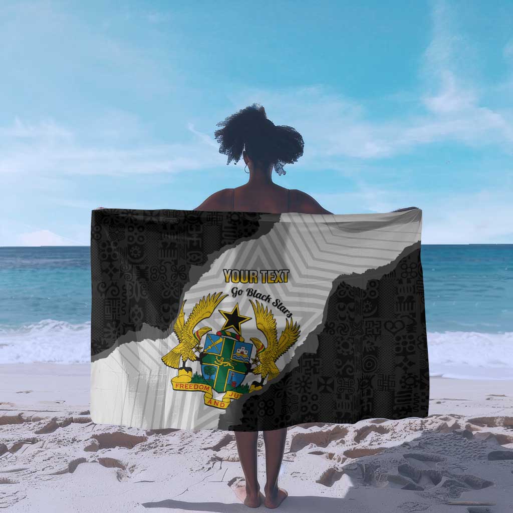 Custom Ghana Football Sarong 2026 Go Black Stars Black Adinkra Pattern - African Pride