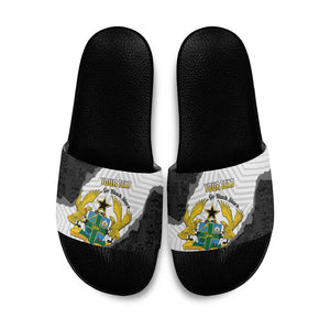 Custom Ghana Football Slide Sandals 2026 Go Black Stars Black Adinkra Pattern - African Pride