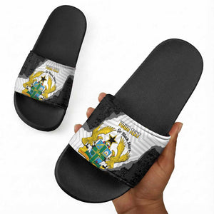 Custom Ghana Football Slide Sandals 2026 Go Black Stars Black Adinkra Pattern - African Pride