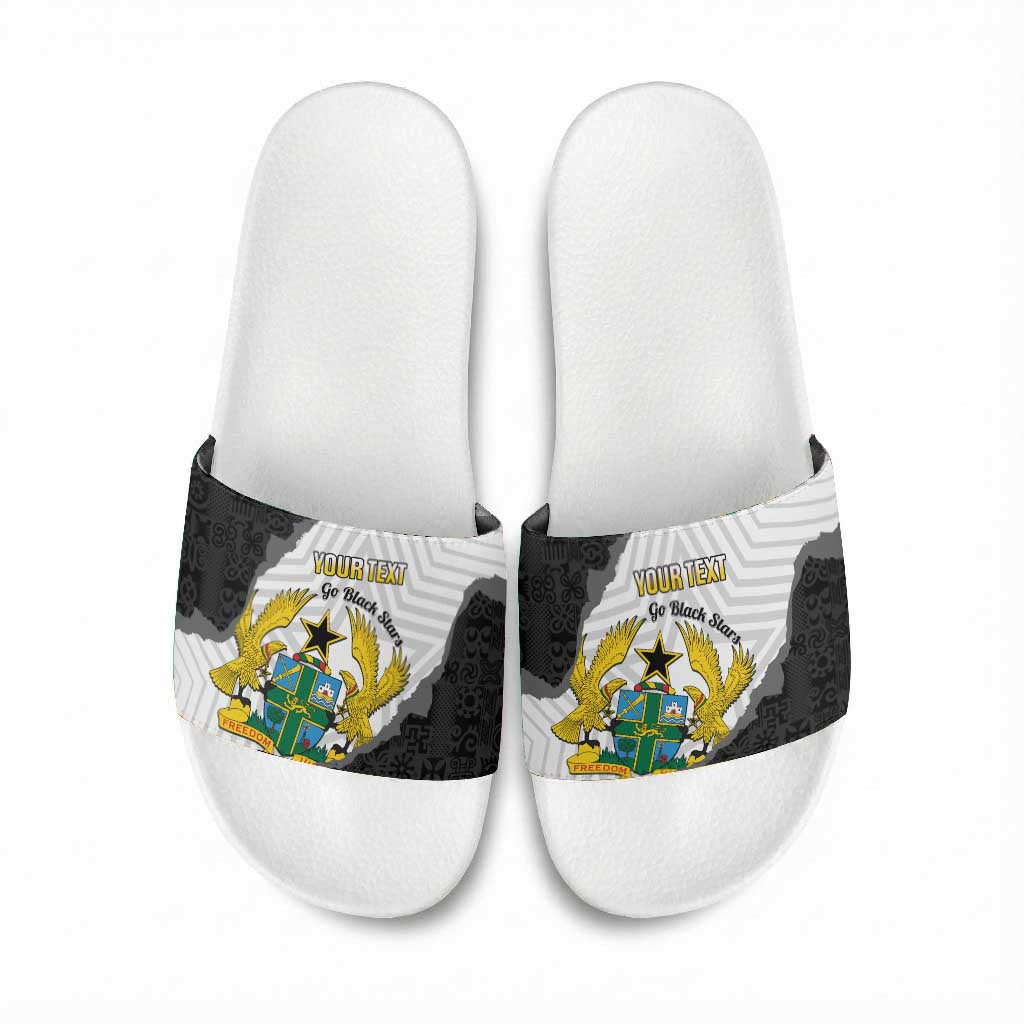 Custom Ghana Football Slide Sandals 2026 Go Black Stars Black Adinkra Pattern - African Pride