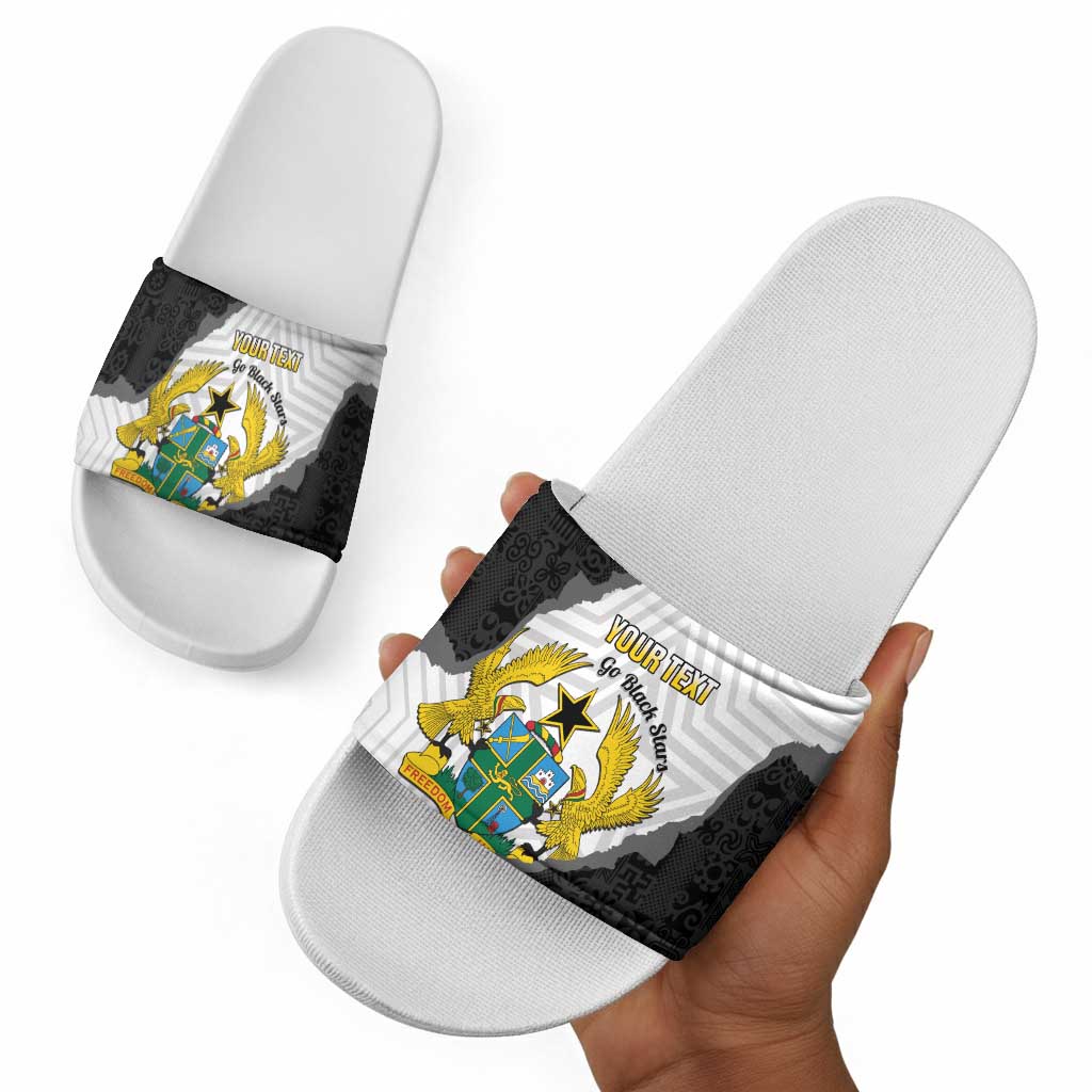 Custom Ghana Football Slide Sandals 2026 Go Black Stars Black Adinkra Pattern - African Pride