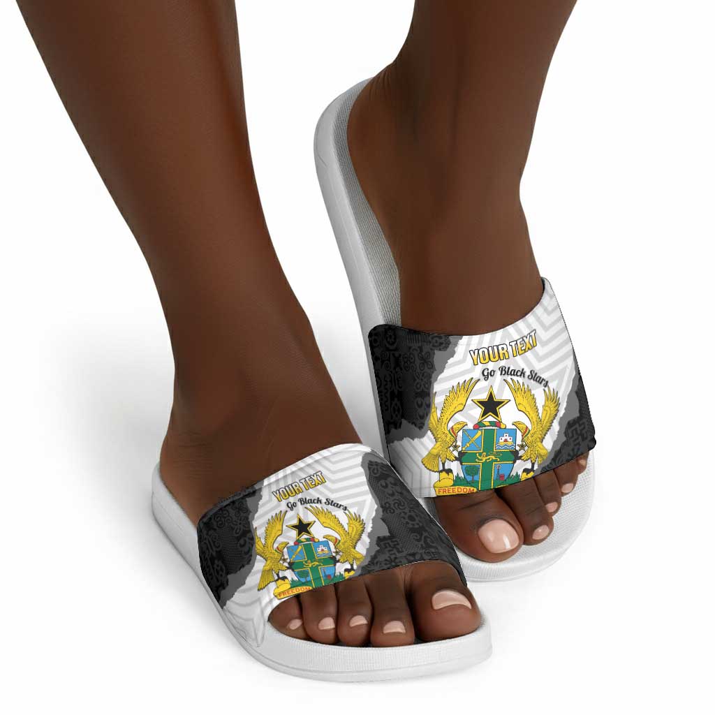 Custom Ghana Football Slide Sandals 2026 Go Black Stars Black Adinkra Pattern - African Pride