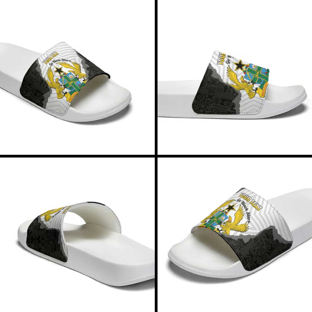 Custom Ghana Football Slide Sandals 2026 Go Black Stars Black Adinkra Pattern - African Pride