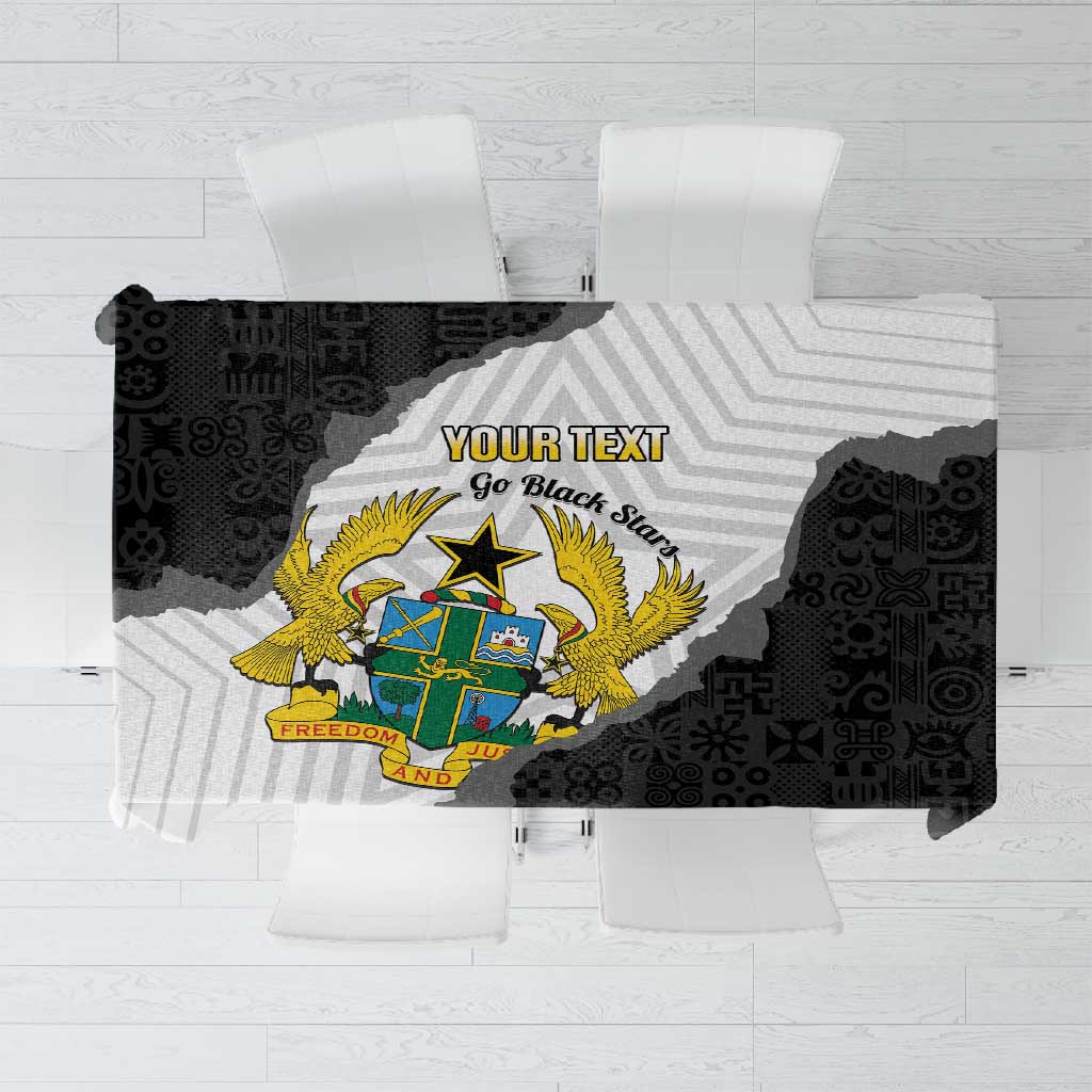Custom Ghana Football Tablecloth 2026 Go Black Stars Black Adinkra Pattern - African Pride