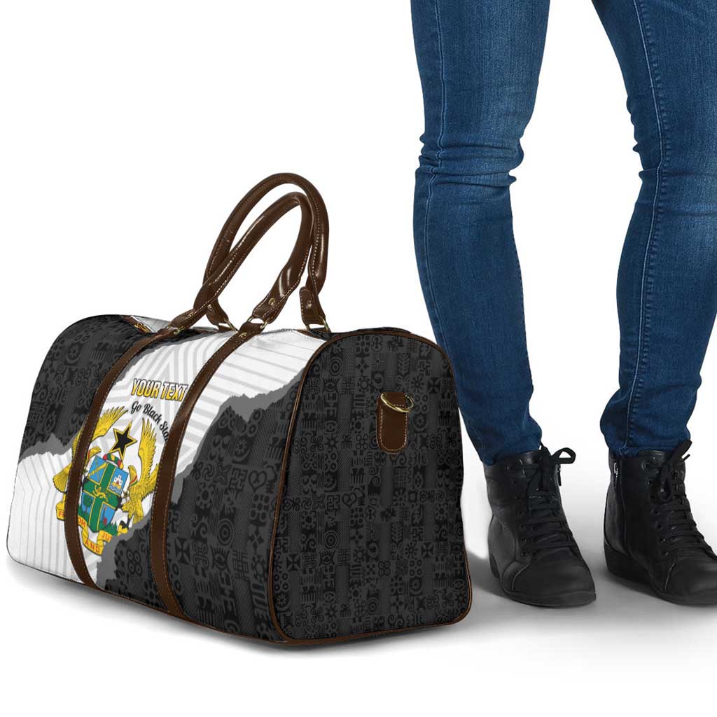Custom Ghana Football Travel Bag 2026 Go Black Stars Black Adinkra Pattern - African Pride