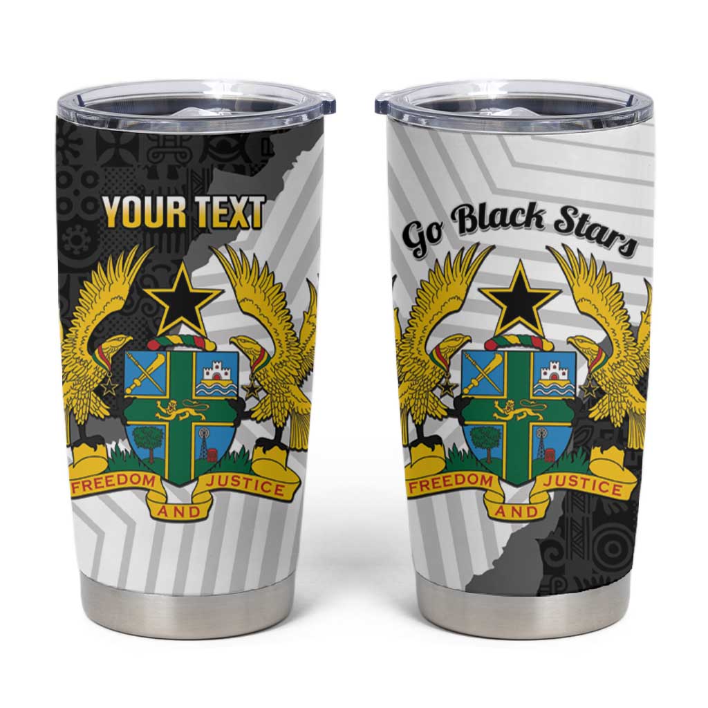 Custom Ghana Football Tumbler Cup 2026 Go Black Stars Black Adinkra Pattern - African Pride