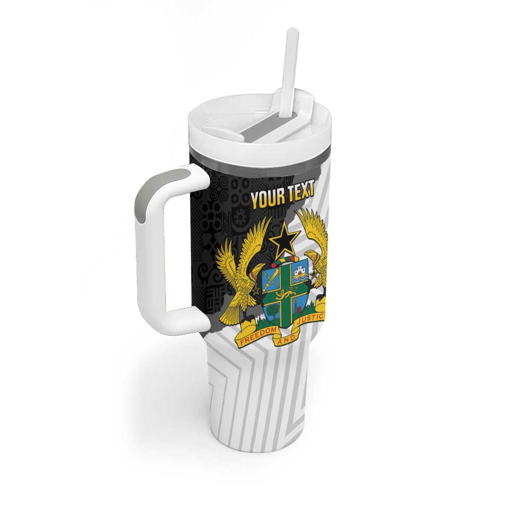 Custom Ghana Football Tumbler With Handle 2026 Go Black Stars Black Adinkra Pattern - African Pride