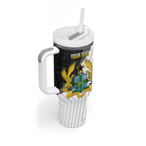 Custom Ghana Football Tumbler With Handle 2026 Go Black Stars Black Adinkra Pattern - African Pride