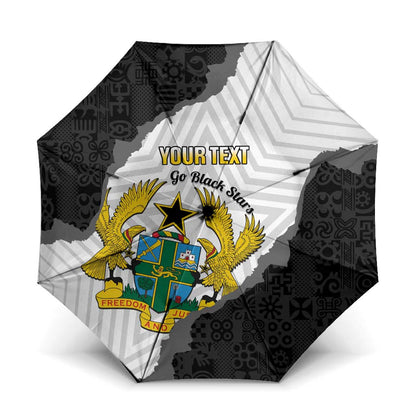 Custom Ghana Football Umbrella 2026 Go Black Stars Black Adinkra Pattern - African Pride