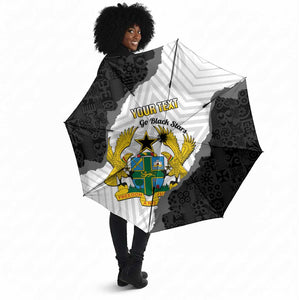Custom Ghana Football Umbrella 2026 Go Black Stars Black Adinkra Pattern - African Pride
