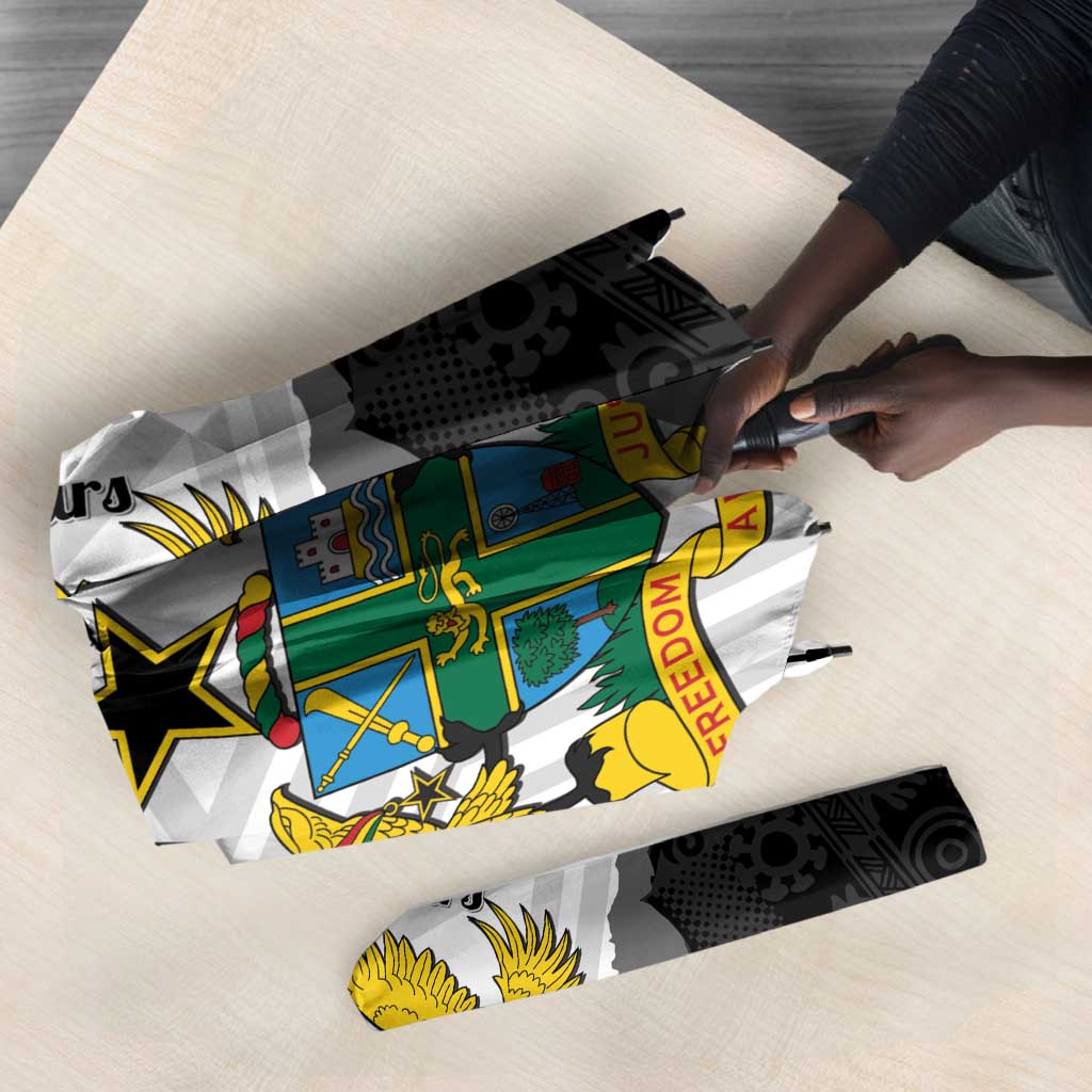 Custom Ghana Football Umbrella 2026 Go Black Stars Black Adinkra Pattern - African Pride
