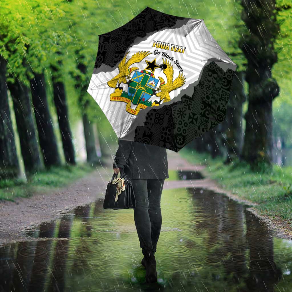 Custom Ghana Football Umbrella 2026 Go Black Stars Black Adinkra Pattern - African Pride