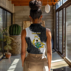 Custom Ghana Football Women Sleeveless Polo Shirt 2026 Go Black Stars Black Adinkra Pattern - African Pride