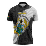 Custom Ghana Football Zipper Polo Shirt 2026 Go Black Stars Black Adinkra Pattern - African Pride