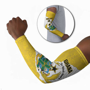 Custom Ghana Football Arm Sleeves 2026 Go Black Stars Yellow Adinkra Pattern - African Pride