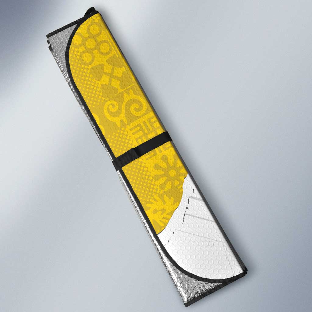 Custom Ghana Football Auto Sun Shade 2026 Go Black Stars Yellow Adinkra Pattern - African Pride