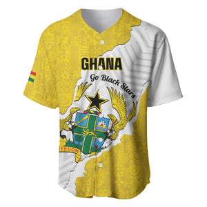 Custom Ghana Football Baseball Jersey 2026 Go Black Stars Yellow Adinkra Pattern LT14