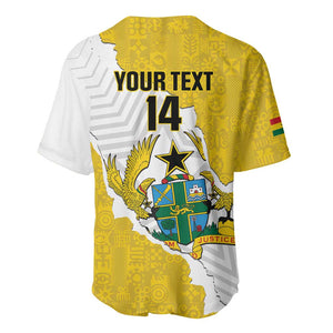 Custom Ghana Football Baseball Jersey 2026 Go Black Stars Yellow Adinkra Pattern LT14
