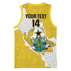 Custom Ghana Football Basketball Jersey 2026 Go Black Stars Yellow Adinkra Pattern - African Pride