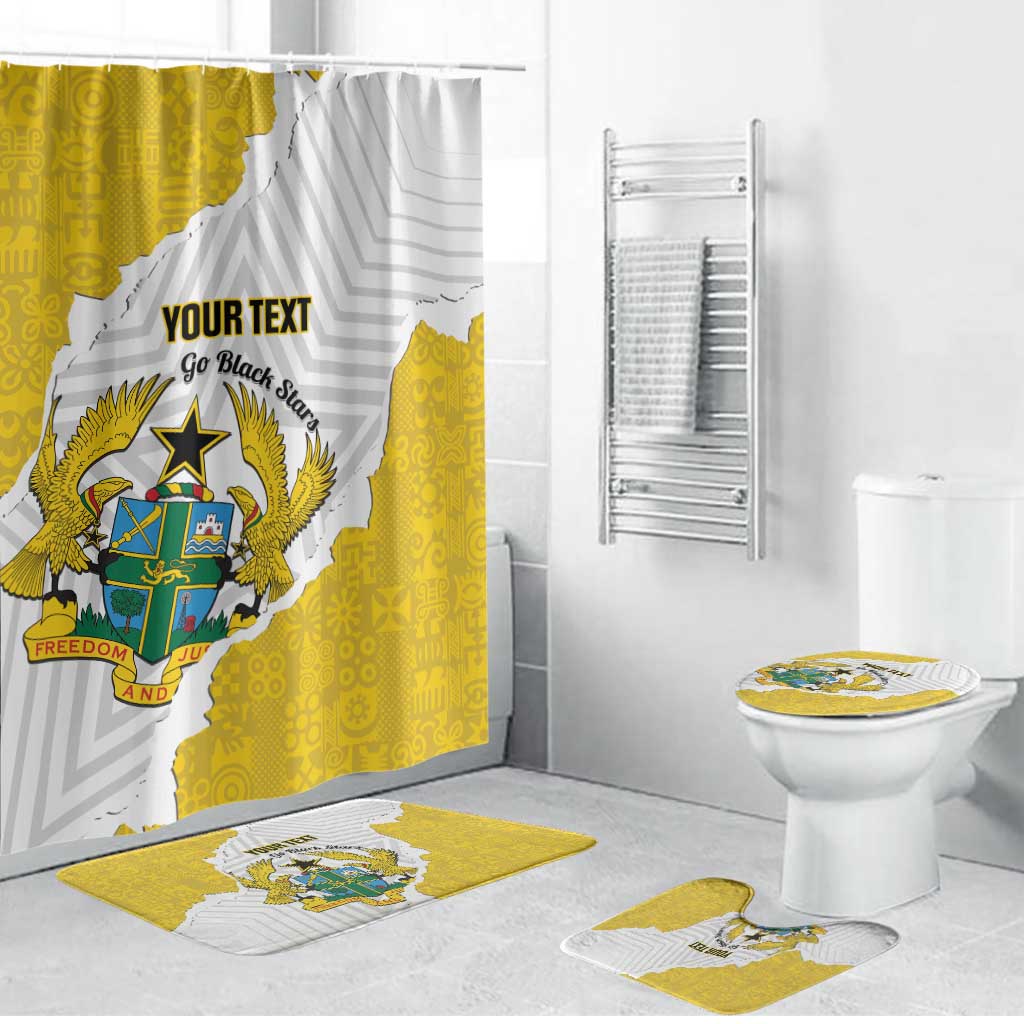 Custom Ghana Football Bathroom Set 2026 Go Black Stars Yellow Adinkra Pattern - African Pride