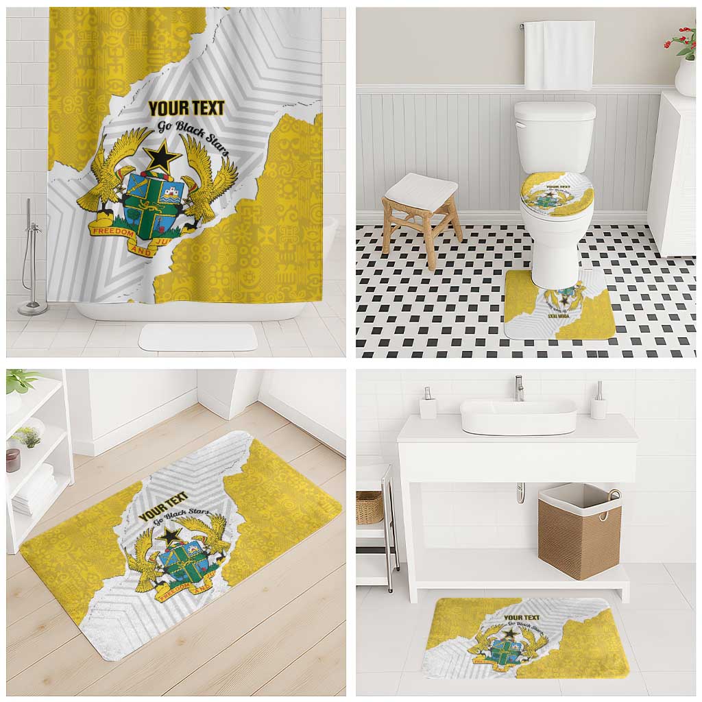 Custom Ghana Football Bathroom Set 2026 Go Black Stars Yellow Adinkra Pattern - African Pride