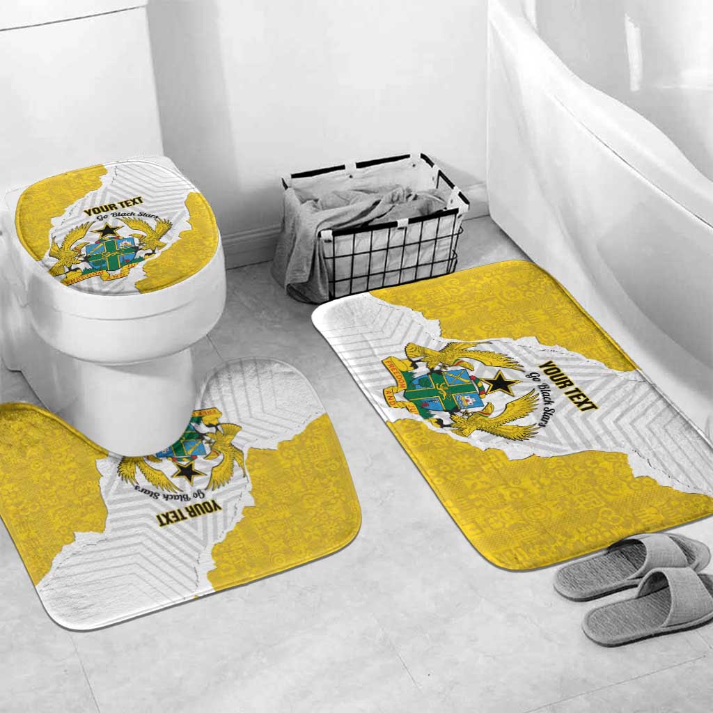 Custom Ghana Football Bathroom Set 2026 Go Black Stars Yellow Adinkra Pattern - African Pride