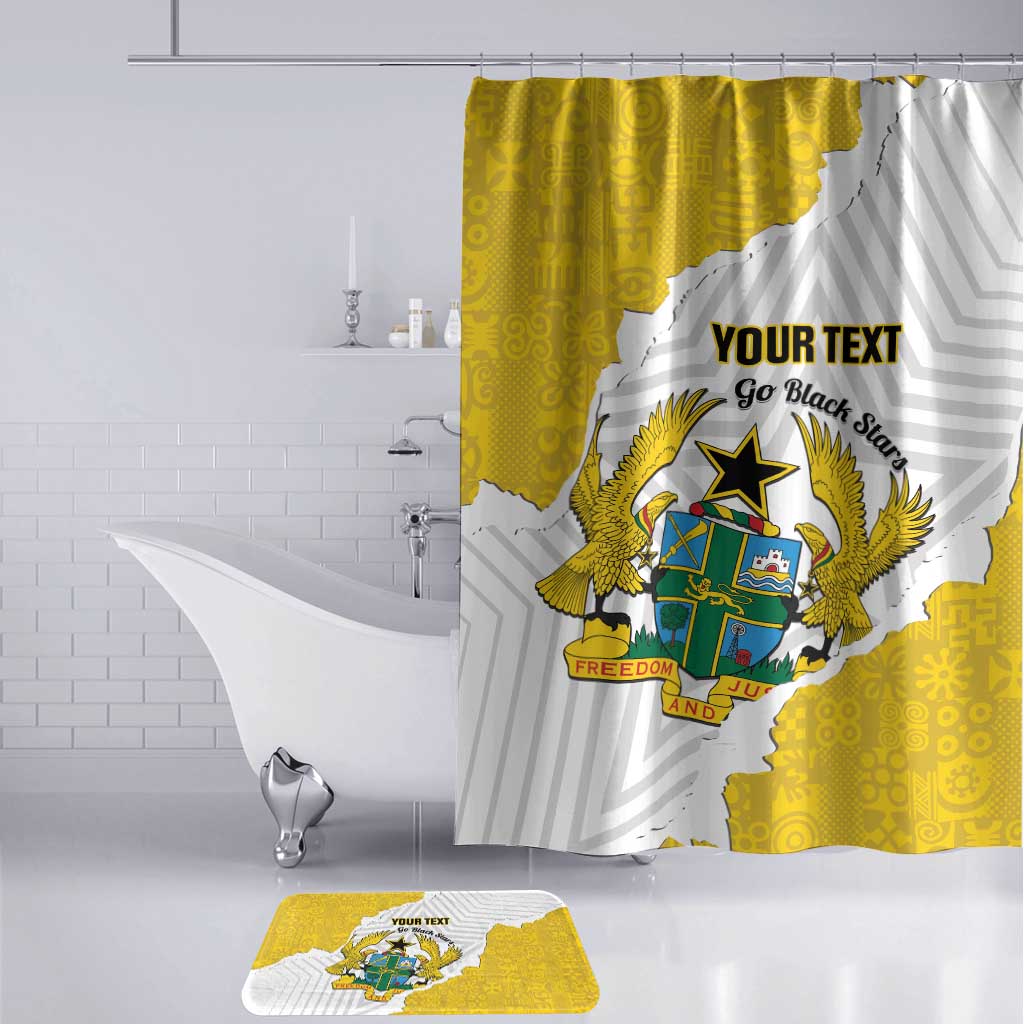 Custom Ghana Football Bathroom Set 2026 Go Black Stars Yellow Adinkra Pattern - African Pride