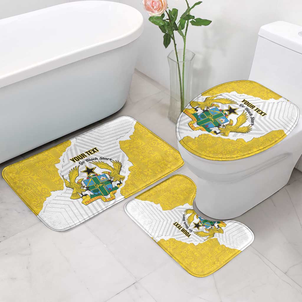 Custom Ghana Football Bathroom Set 2026 Go Black Stars Yellow Adinkra Pattern - African Pride