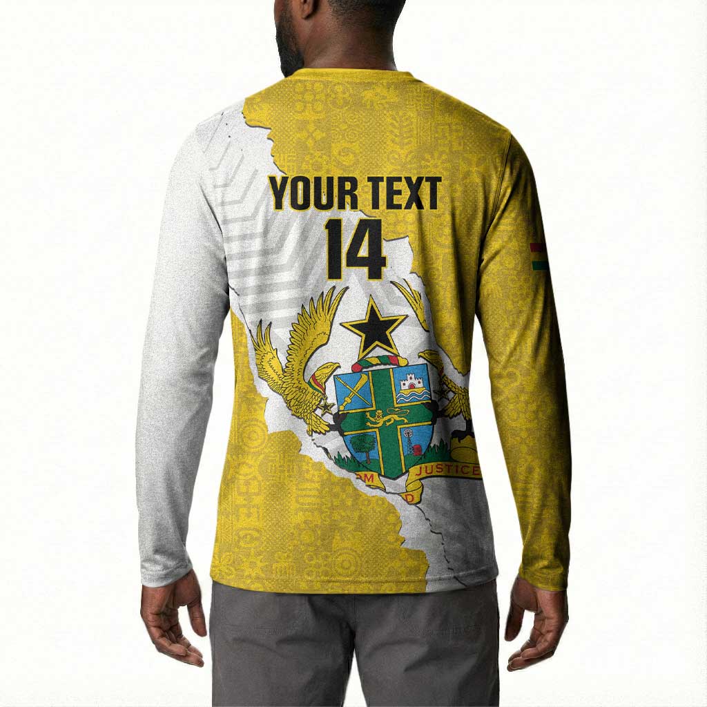 Custom Ghana Football Button Sweatshirt 2026 Go Black Stars Yellow Adinkra Pattern