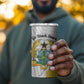 Custom Ghana Football 4 in 1 Can Cooler Tumbler 2026 Go Black Stars Yellow Adinkra Pattern - African Pride