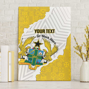 Custom Ghana Football Canvas Wall Art 2026 Go Black Stars Yellow Adinkra Pattern - African Pride