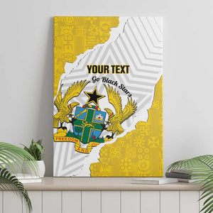 Custom Ghana Football Canvas Wall Art 2026 Go Black Stars Yellow Adinkra Pattern - African Pride