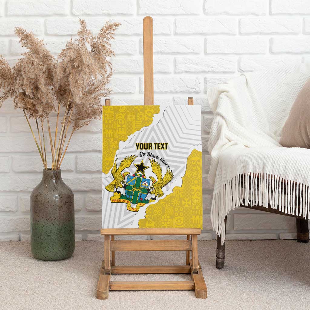 Custom Ghana Football Canvas Wall Art 2026 Go Black Stars Yellow Adinkra Pattern - African Pride