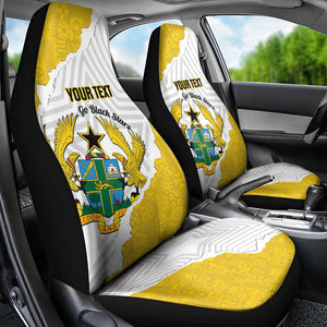 Custom Ghana Football Car Seat Cover 2026 Go Black Stars Yellow Adinkra Pattern - African Pride